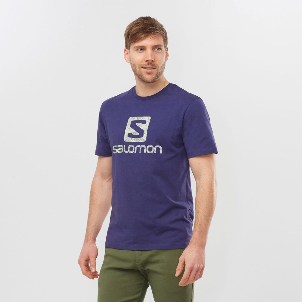 Salomon Singapore Mens T-shirts - OUTLIFE LOGO Navy | 47138-WRZC